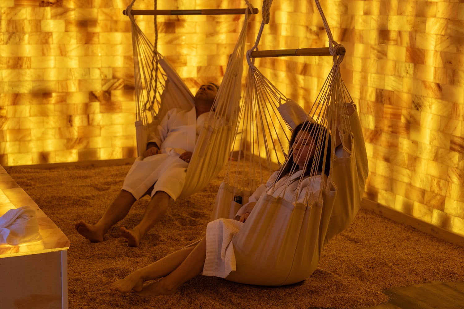 Couple relaxing inside the playroom