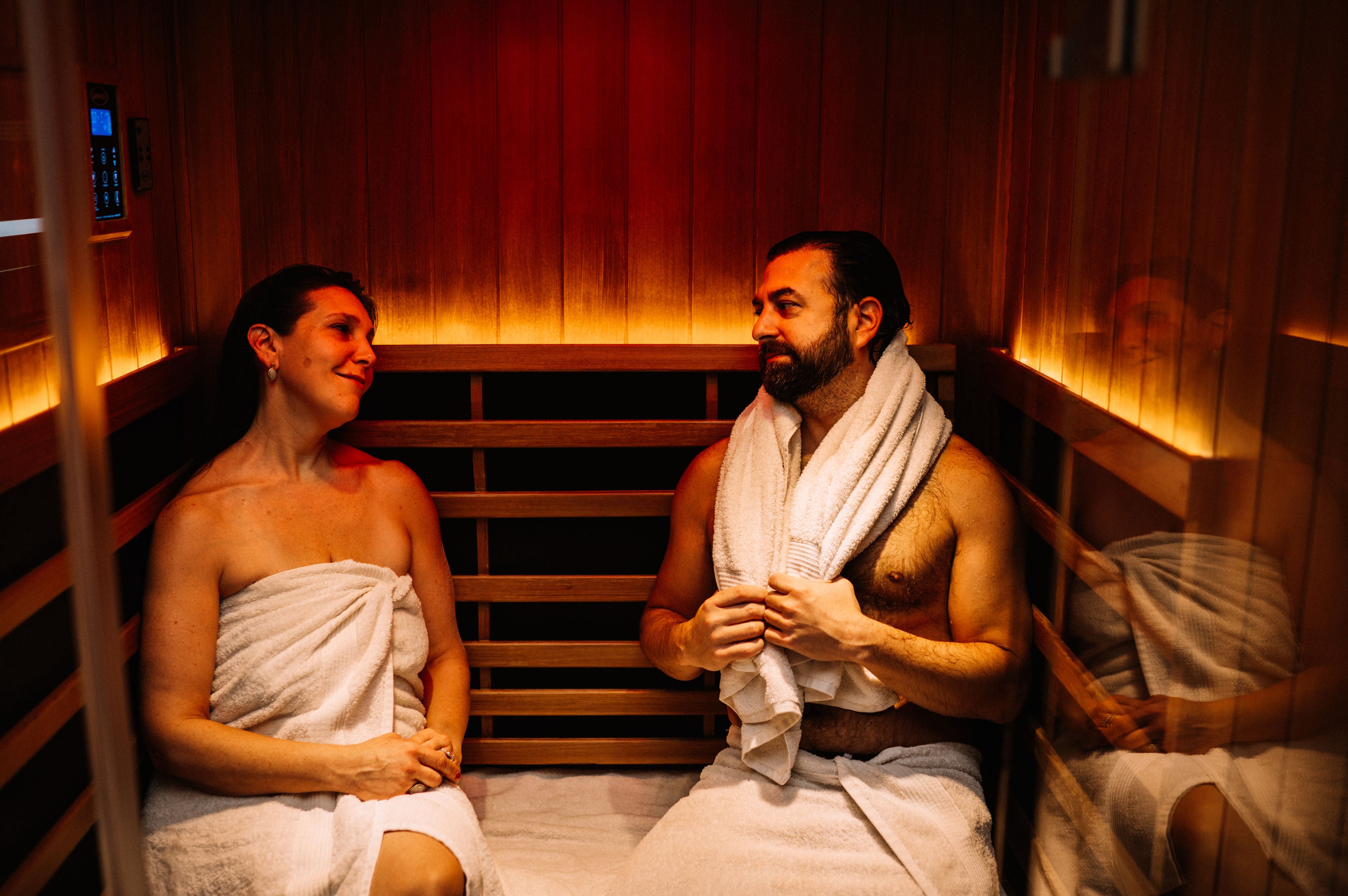Couple enjoying the Infrared Sauna Room
